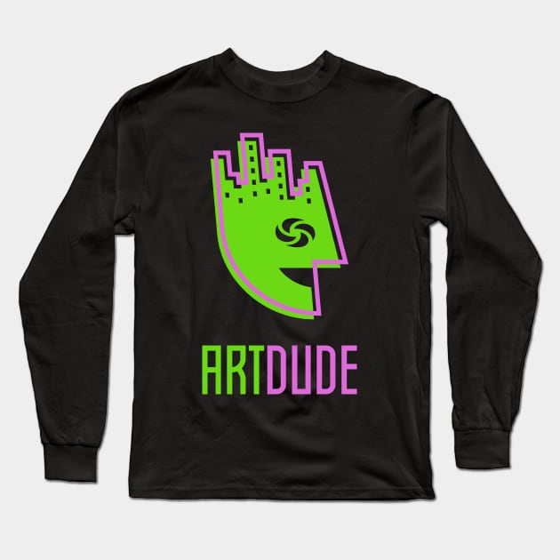 YourArtDude Logo In Lime And Pink Long Sleeve T-Shirt by yourartdude